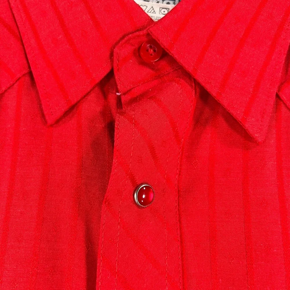 Wrangler Shirt Mens Large Tall Red Long Sleeve Pearl Snap Western Ranch Dress